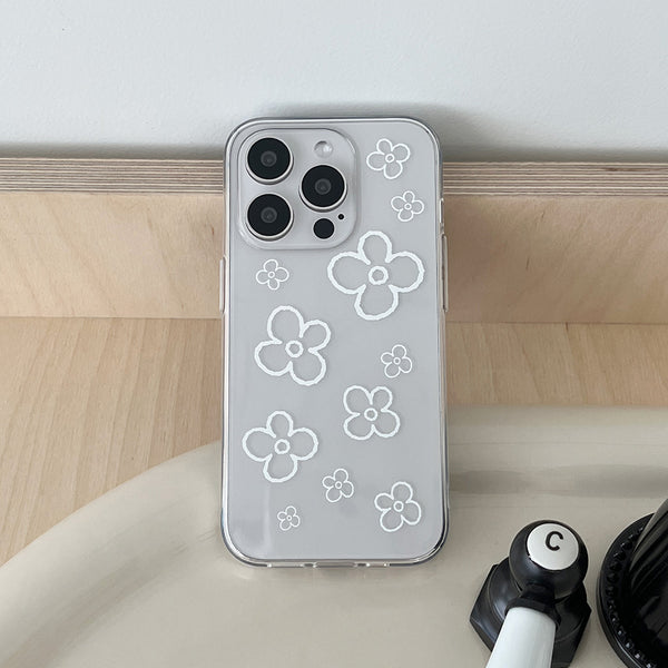 [Mademoment] Flower Doodle Pattern Design Clear Phone Case (3 Types)