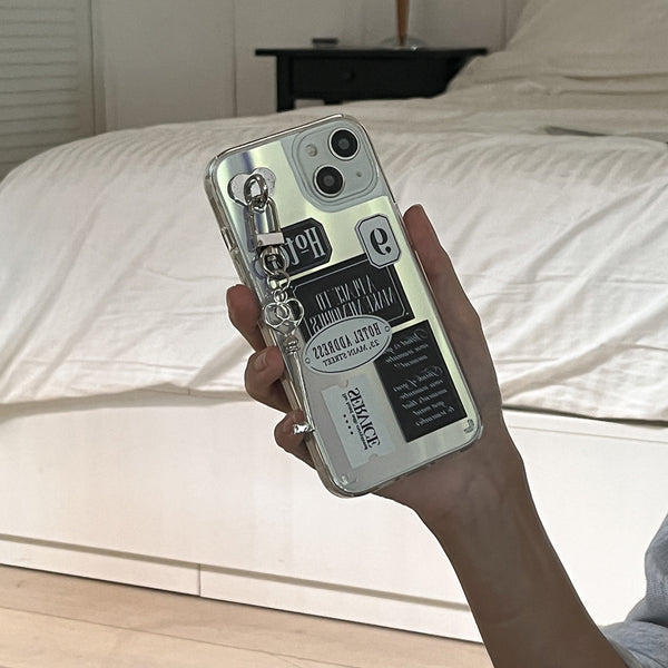 [Mademoment] Hotel Label Sticker Design Glossy Mirror Phone Case