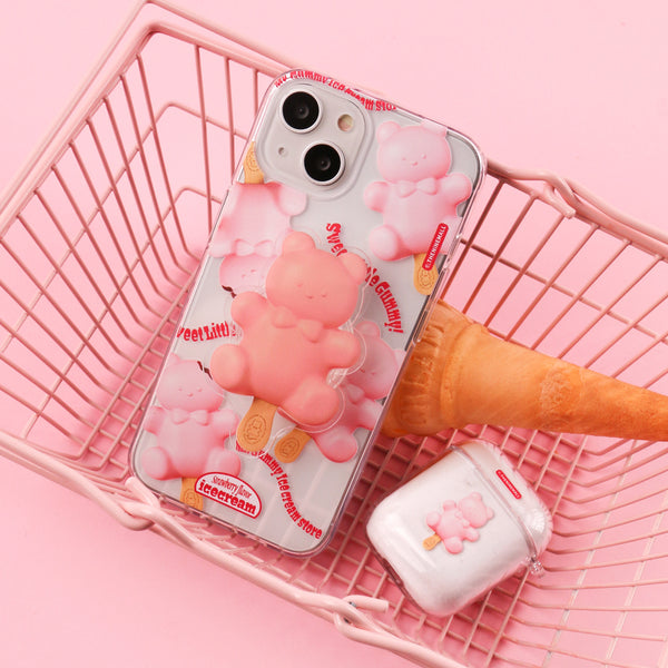 [THENINEMALL] Pattern Ice Cream Gummy Clear Phone Case (3 types)