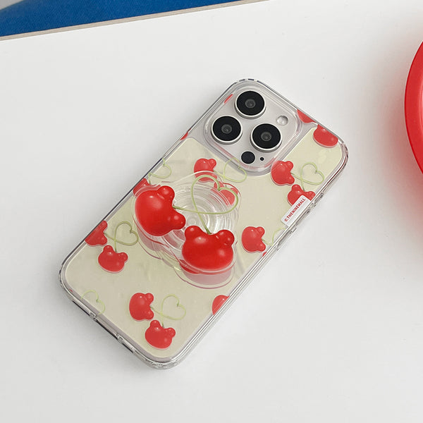 [THENINEMALL] Cherry Face Gummy Mirror Phone Case