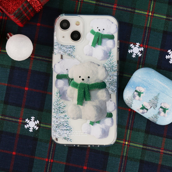 [THENINEMALL] Pattern Puppy Snowman Clear Phone Case (3 types)