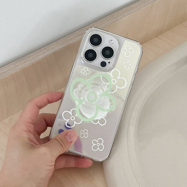 [Mademoment] Flower Doodle Pattern Design Glossy Mirror Phone