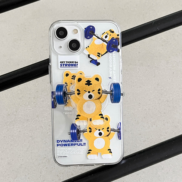 [THENINEMALL] Pattern Hey Tiger Gym Clear Phone Case (3 types)