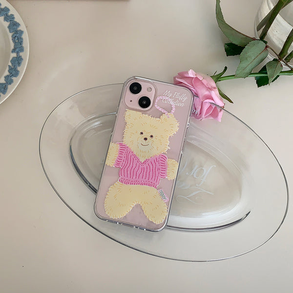 [Mademoment] Big Knit Bear Design Clear Phone Case (3 Types)