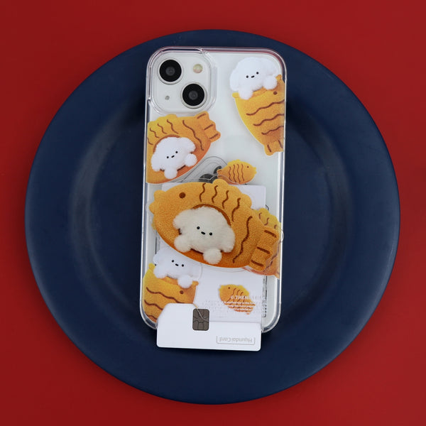 [THENINEMALL] Pattern Fish Bread Puppy Clear Phone Case (4 types)