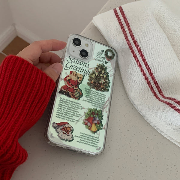 [Mademoment] Vintage Seasons Greetings Design Glossy Mirror Phone