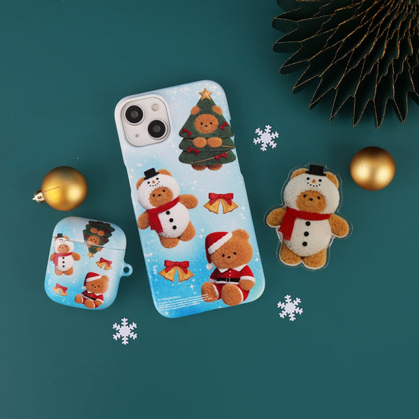 [THENINEMALL] Pattern Happy Holiday Gummy Hard Phone Case (2 types)