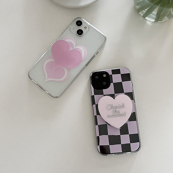 [Mademoment] Coloring Pink Design Clear Phone Case (3 Types)