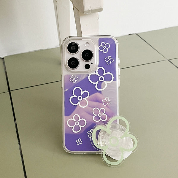 [Mademoment] Flower Doodle Pattern Design Glossy Mirror Phone