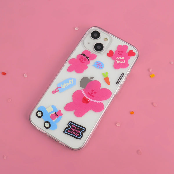 [THENINEMALL] Windy Painting Sticker Clear Phone Case (3 types)