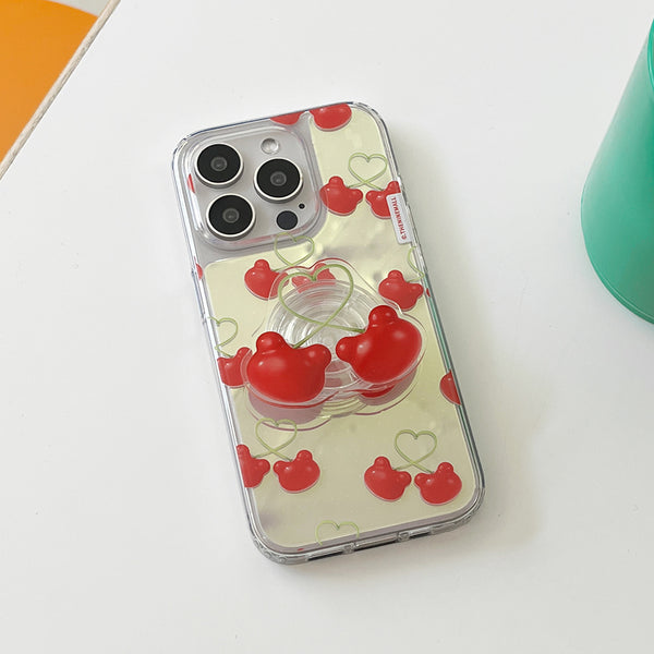 [THENINEMALL] Cherry Face Gummy Mirror Phone Case