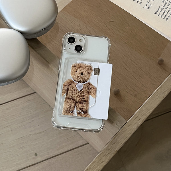 [Mademoment] Teddy Souvenir Pendant Design Clear Phone Case (4 Types)