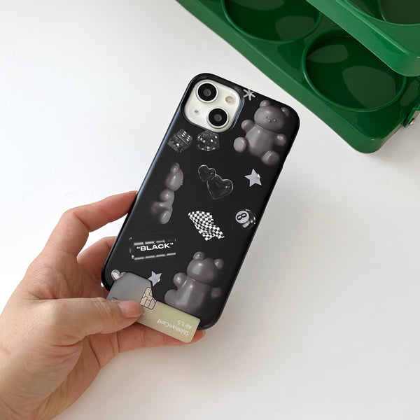 [THENINEMALL] Black Objet Sticker Hard Phone Case (2 types)