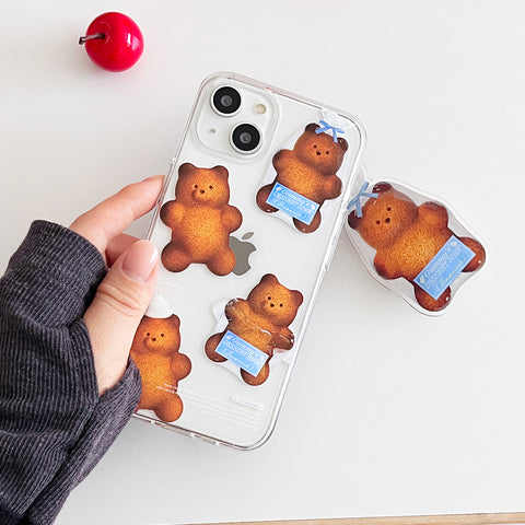 [THENINEMALL] Pattern Gummy Financier Clear Phone Case (3 types)