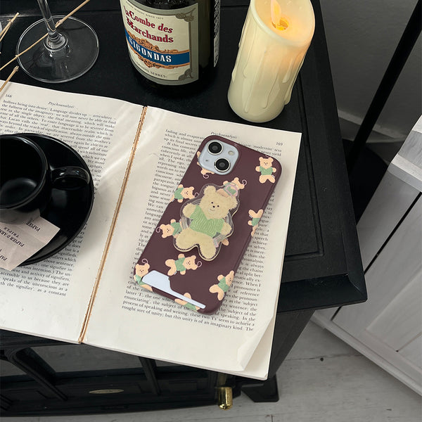 [Mademoment] Pattern Knit Bear Keyring Design Phone Case