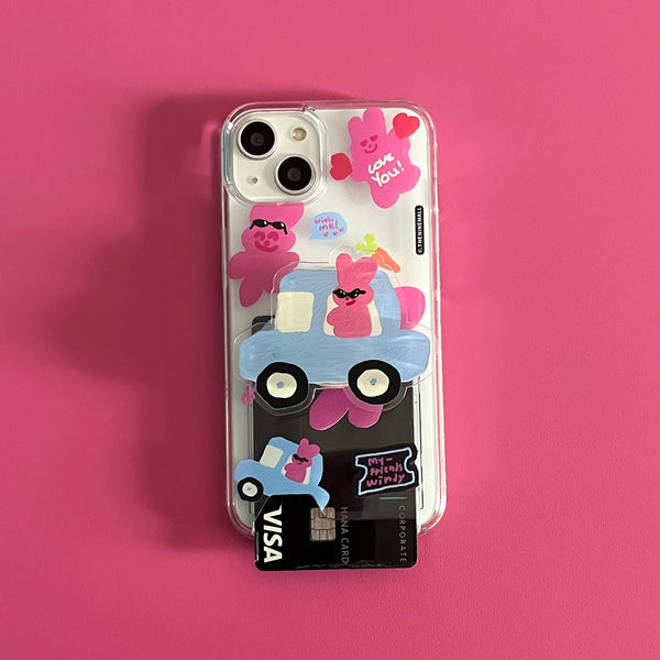 [THENINEMALL] Windy Painting Sticker Clear Phone Case (3 types)