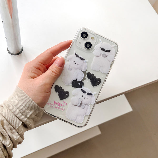 [THENINEMALL] Pattern Bad Puppy Outfits Clear Phone Case (3 types)