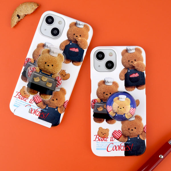 [THENINEMALL] Pattern Cookie Gummy Hard Phone Case (2 types)