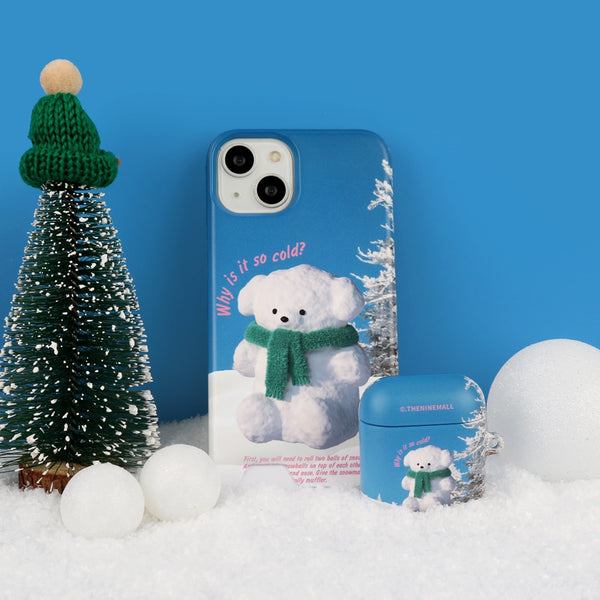 [THENINEMALL] Puppy Snowman Hard Phone Case (2 types)