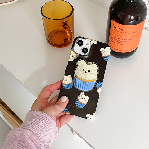 [THENINEMALL] Pattern Gummy Muffin Hard Phone Case (2 types)