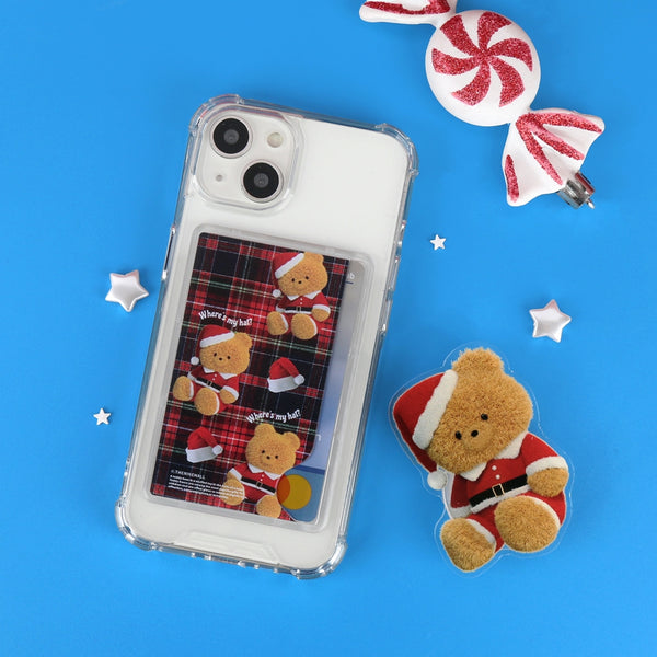 [THENINEMALL] Pattern Santa Hat Gummy Clear Phone Case (4 types)