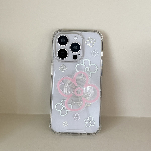 [Mademoment] Flower Doodle Pattern Design Clear Phone Case (3 Types)