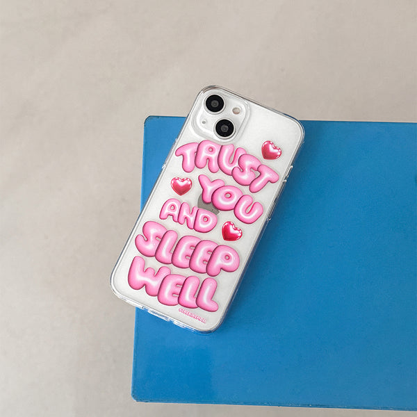 [THENINEMALL] Sleep Well Lettering Clear Phone Case (3 types)