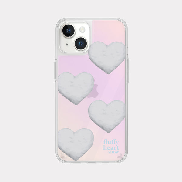 [Mademoment] Pattern Fluffy Heart Snow Design Glossy Mirror Phone