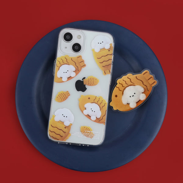 [THENINEMALL] Pattern Fish Bread Puppy Clear Phone Case (4 types)