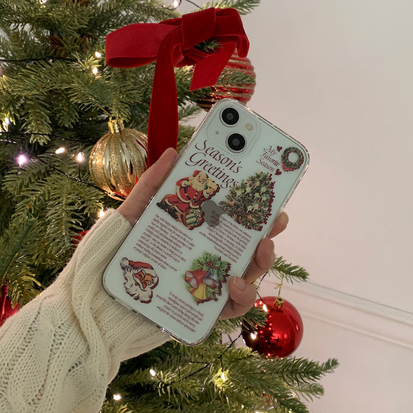 [Mademoment] Vintage Seasons Greetings Design Clear Phone Case (3 Types)