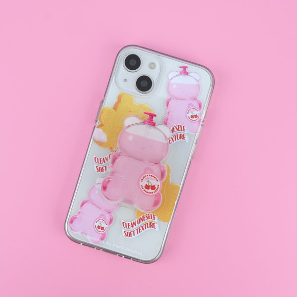 [THENINEMALL] Pattern Loofah Gummy Clear Phone Case (3 types)