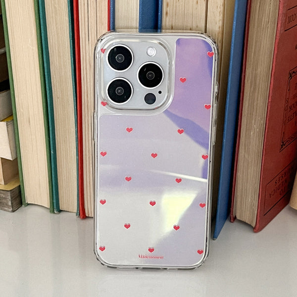 [Mademoment] Small Heart Pattern Design Glossy Mirror Phone