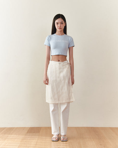 [NOIRNINE] Strap Layered Skirt (BEIGE)