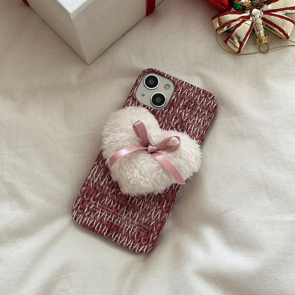 [Mademoment] Hairy Pink Knit Design Phone Case