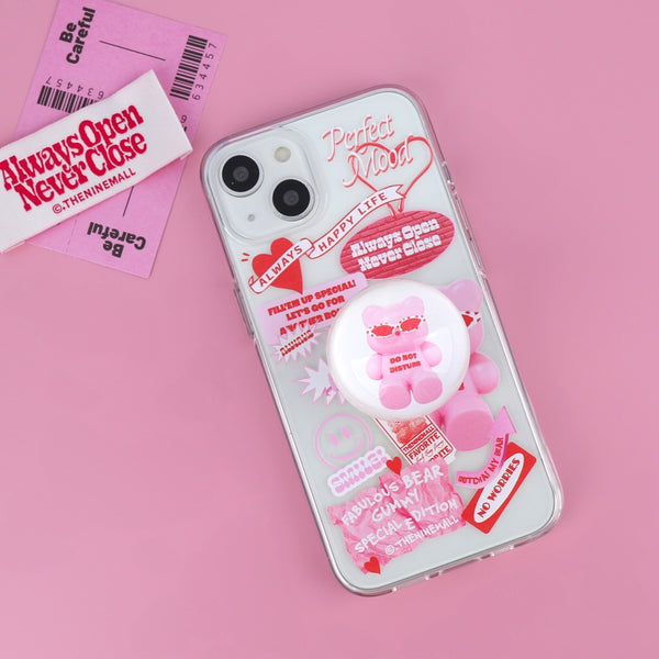 [THENINEMALL] Pink Gummy Sitcker Clear Phone Case (3 types)