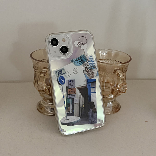 [Mademoment] Old Stickers Scrap Design Glossy Mirror Phone Case