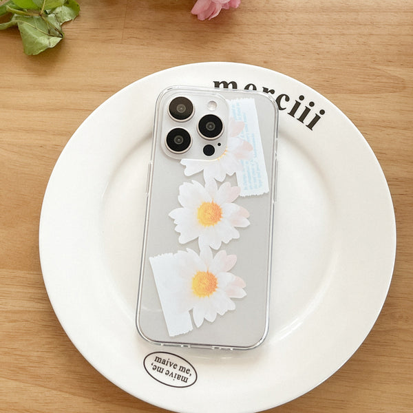 [Mademoment] Pure Daisy Design Clear Phone Case (3 Types)