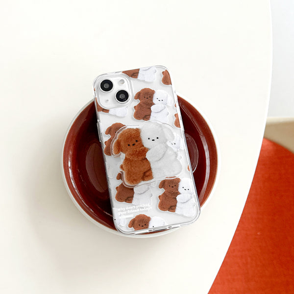 [THENINEMALL] Pattern Hug Puppy Clear Phone Case (3 types)