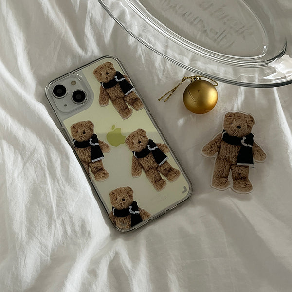 [Mademoment] Pattern Winter Fluffy Teddy Design Glossy Mirror Phone