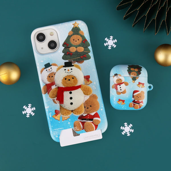 [THENINEMALL] Pattern Happy Holiday Gummy Hard Phone Case (2 types)