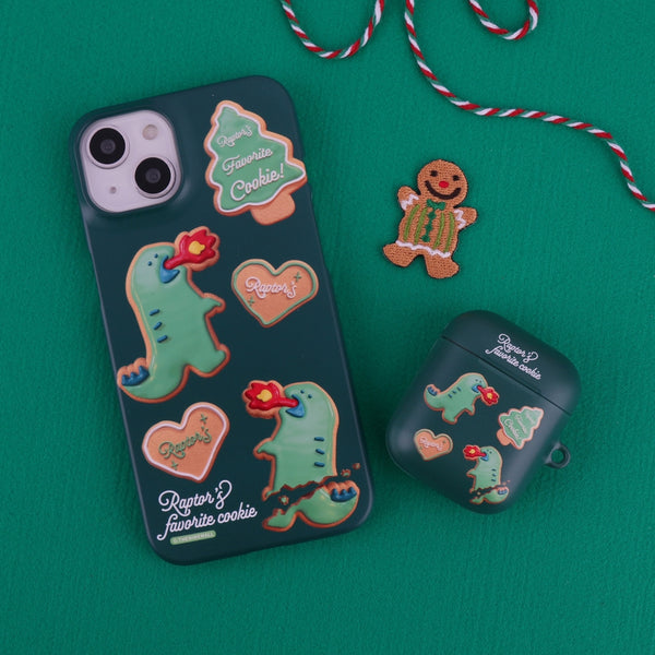 [THENINEMALL] Raptor Cookie Pattern Hard Phone Case (2 types)