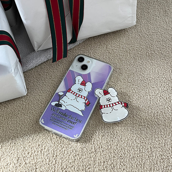 [Mademoment] Build Snowman Butty Design Glossy Mirror Phone