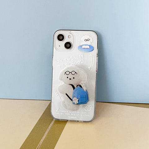 [THENINEMALL] Student Puppy Clear Phone Case (3 types)