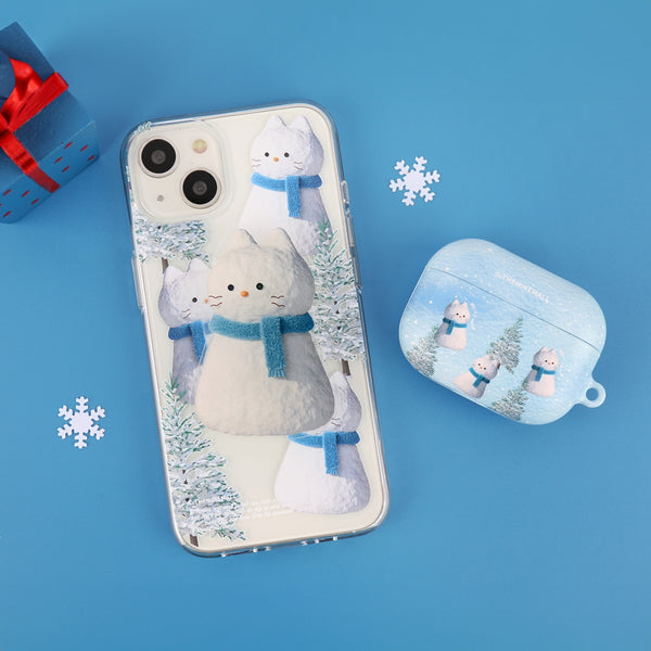 [THENINEMALL] Pattern Hey Cat Snowman Clear Phone Case (3 types)