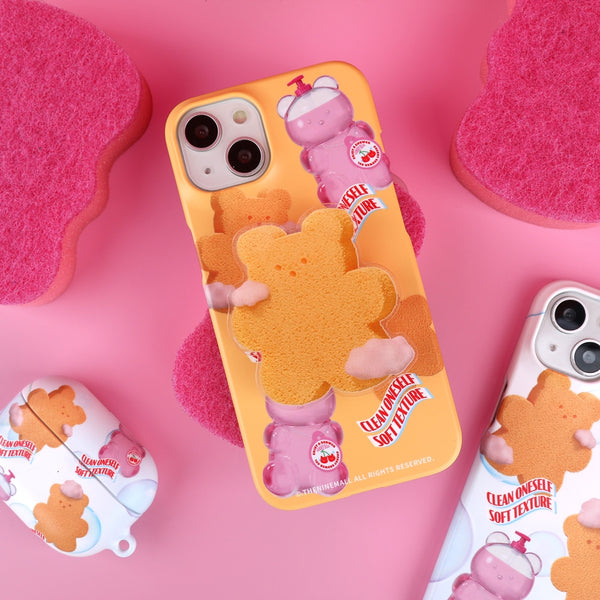 [THENINEMALL] Pattern Loofah Gummy Hard Phone Case (2 types)