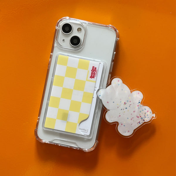 [THENINEMALL] Basic Checkerboard Label Clear Phone Case (1 type)