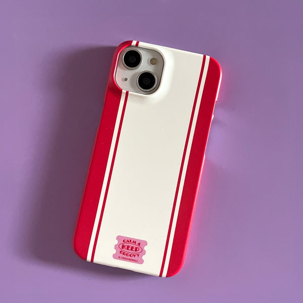 [THENINEMALL] Vintage Stripe Label Hard Phone Case (2 types)