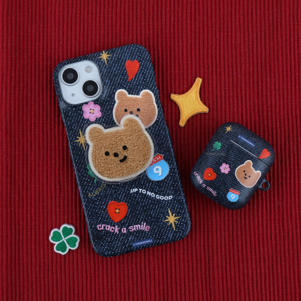 [THENINEMALL] Pattern Denim Patch Hard Phone Case (2 types)