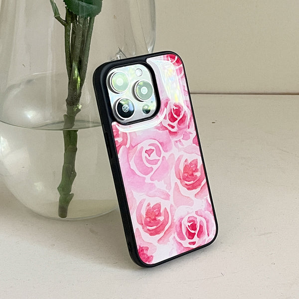 [Mademoment] Rose Watercolor Design Bumper Phone Case