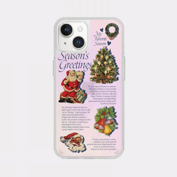 [Mademoment] Vintage Seasons Greetings Design Glossy Mirror Phone